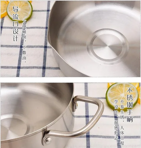 Vista 4 de Olla para freír Tempura de acero inoxidable, mini sartén profunda con escurridor, con termómetro de 7.9 pulgadas (7.9 in) (A)