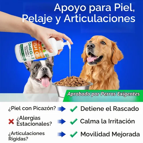 Vista 2 de Suplemento líquido de aceite de pescado Omega 3 para perros - Aceite