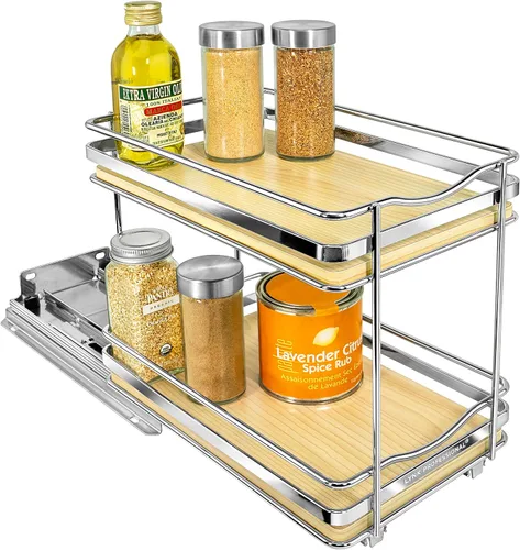 Vista 15 de LYNK PROFESSIONAL® Organizador de especiero extraíble para el interior de armarios de cocina - 4-3/8 pulgadas de ancho - Cajón deslizable - Estantes