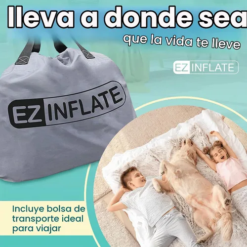 Vista 7 de Colchón de aire EZ INFLATE con bomba incorporada - Colchón inflable de tamaño individual doble-alto con parte superior aterciopelada - Fácil