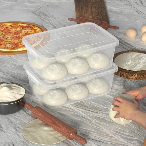 Vista 6 de Paquete de 4 cajas de prueba de masa transparente de 14 L, contenedor de almacenamiento de pizza para alimentos