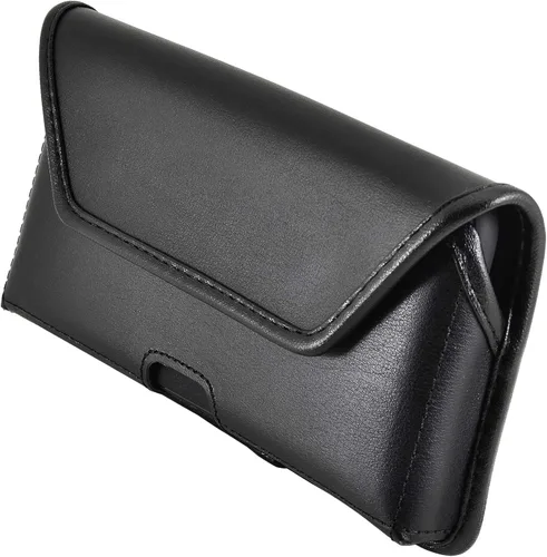 Vista 8 de Turtleback Funda diseñada para iPhone 11 Pro Max (2019) y iPhone Xs MAX (2018), funda de piel negra con clip ejecutivo para cinturón, horizontal