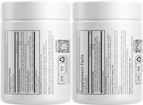 Vista 2 de Codeage Paquete de cápsulas de proteína de colágeno múltiple y probióticos para mujeres, píldoras de colágeno múltiple, tipos de colágeno I, II, II
