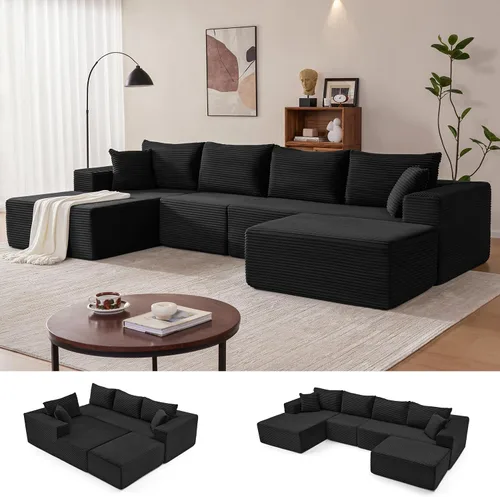 Vista 33 de Mangodan - Sofá seccional en forma de nube, sofá sin huesos para sala de estar, sofá seccional modular con asiento profundo, cómodo sofá de felpa