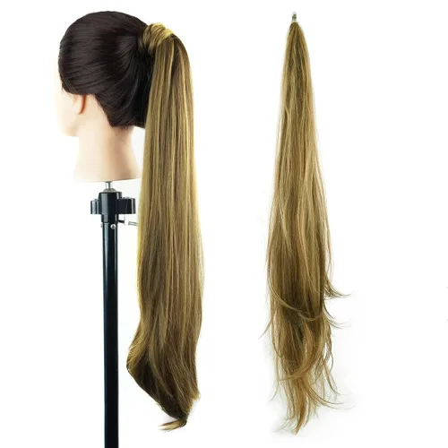 Vista 8 de IMISSU Extensión de pelo Cola de caballo Cabello flexible Colas de caballo Postizos (Negro)