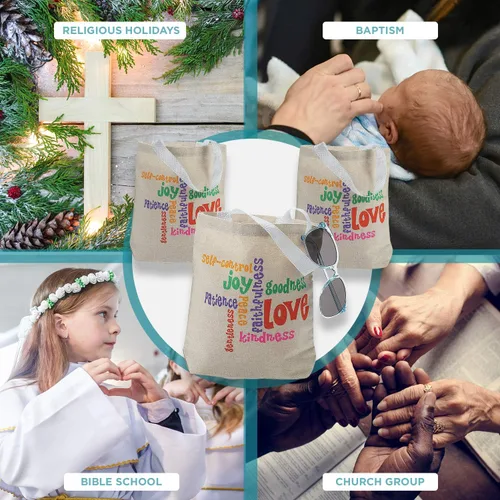 Vista 4 de Fun Express Fruit Of The Spirit - Bolsas de mano, juego de 12 bolsas de bienvenida para la iglesia, regalos y suministros religiosos, Varios