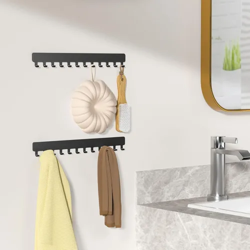 Vista 7 de Bussdis Organizador de Collares - Organizador de Joyería Colgante, Autoadhesivo, Montaje en Pared, Paquete de 2, Negro