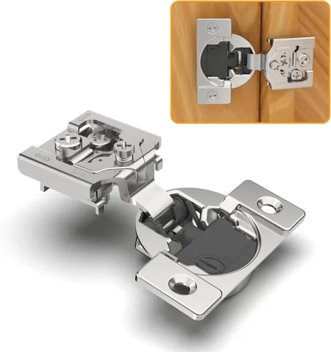 Vista 14 de Chibery Paquete de 10 bisagras ocultas de cierre suave 4D de 1 pulgada para puerta de marco facial, velocidad de cierre ajustable, bisagras