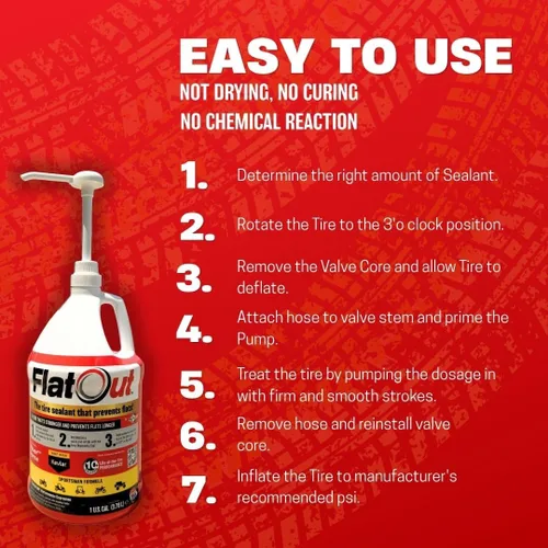 Vista 4 de Sellador de neumáticos Flat Out Sportsman Formula – Evita neumáticos pinchados – Sella fugas – Fórmula Sportsman con herramienta de núcleo