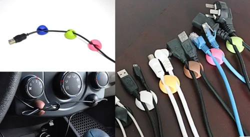 Vista 5 de yueton 24pcs Colorido Doble Agujero Escritorio Cable Cable Cable Gestión Cable Organizador Cable Holder