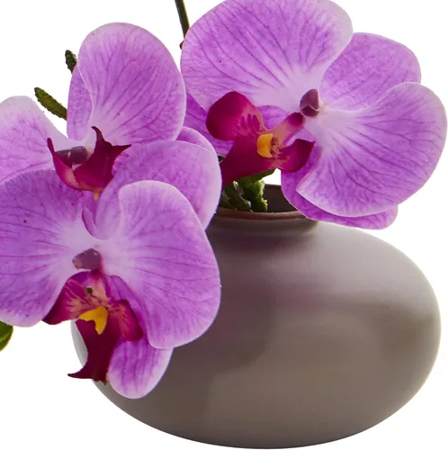 Vista 3 de Nearly Natural Arreglo artificial de orquídea Phalaenopsis de 7 pulgadas, juego de 3