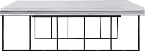 Vista 15 de Cochera de Arrow de acero galvanizado, kit de cochera metálica para dos autos, 20' x 24' x 7', color cáscara de huevo Eggshell