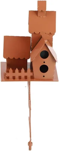 Vista 2 de JTLB Estacas de jardín para pajareras, casa de pájaros de metal con poste, arte de metal, casa de pájaros, casa de colibrí, casa de pájaros de metal