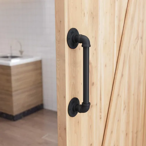 Vista 6 de SMARTSTANDARD Manija de puerta de granero de tubería de 11 pulgadas, negro
