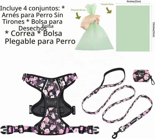 Vista 5 de Petmolico Juego de arnés para perro sin tirones con accesorio de correa, asa de fácil control, chaleco reflectante para razas pequeñas, chaleco