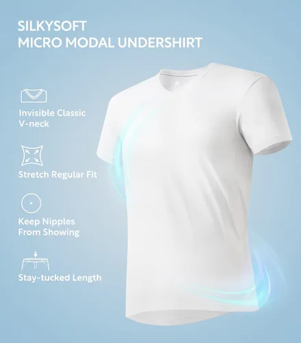Vista 3 de DAVID ARCHY Men's Undershirts Micro Modal Ultra Soft T-Shirts Stretch Moisture-Wicking Tees for Men, 3-Pack