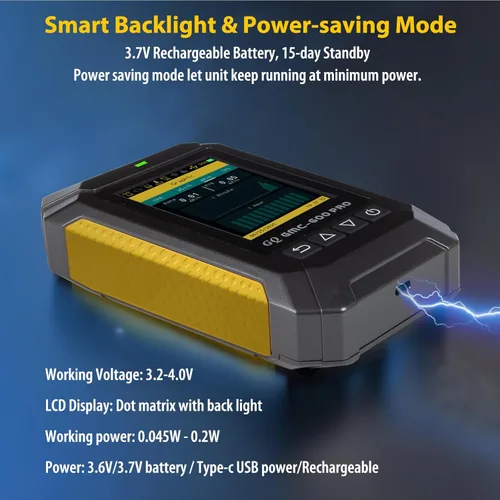 Vista 4 de GQ 600 PRO Contador Geiger Detector de Radiación Nuclear – Dosímetro para Alfa, Beta, Gamma, Rayos X – Monitor de Radiación Portátil con Datos