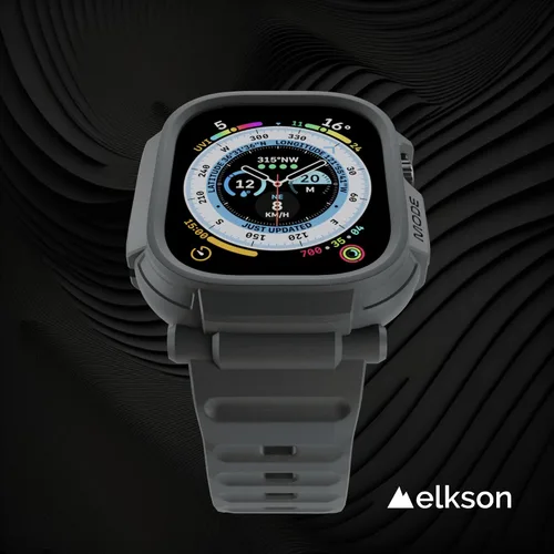 Vista 3 de elkson Funda con banda para Apple Watch Ultra de 49mm 3/2/1 con protector de pantalla de vidrio templado, Serie Quattro Pro resistente para correa