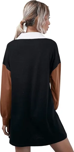 Vista 2 de SheIn Vestido tipo túnica de manga larga con cuello en V para mujer
