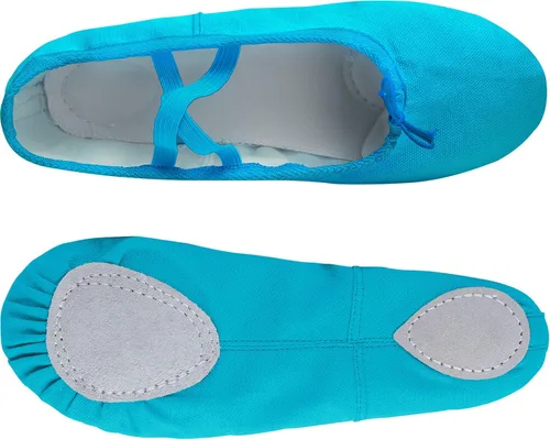 Vista 4 de L-RUN Zapatos de ballet para niñas, zapatos de baile suaves para mujer, zapatillas de ballet de lona para uso diario, zapatos de yoga planos