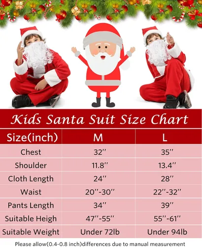 Vista 6 de Disfraz de Papá Noel para niños, disfraz de Papá Noel para niños, traje de terciopelo para niños, traje de Papá Noel, traje de Navidad para niños