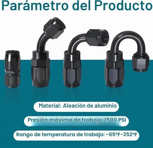 Vista 3 de 6AN Fitting, 2PCS 6 AN Straight Fittings for CPE Braided Hose(Black)