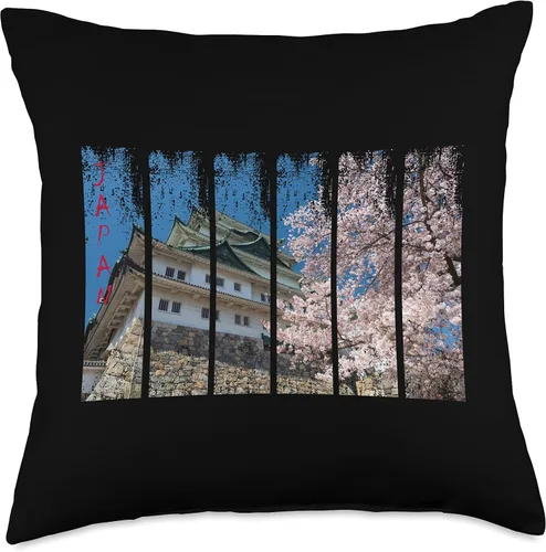 Vista 5 de SILKY SUTERA INC Nagoya Castle and White Sakura Flowers - Almohada de 16.0 x 16.0 in, multicolor