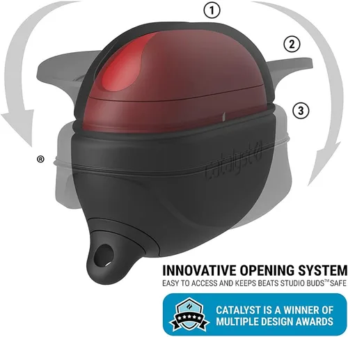 Vista 3 de Catalyst Funda protectora impermeable para Beats Studio Buds/Studio Buds+, funda Beats Studio Buds Plus, con mosquetón de alta calidad, diseño Negro