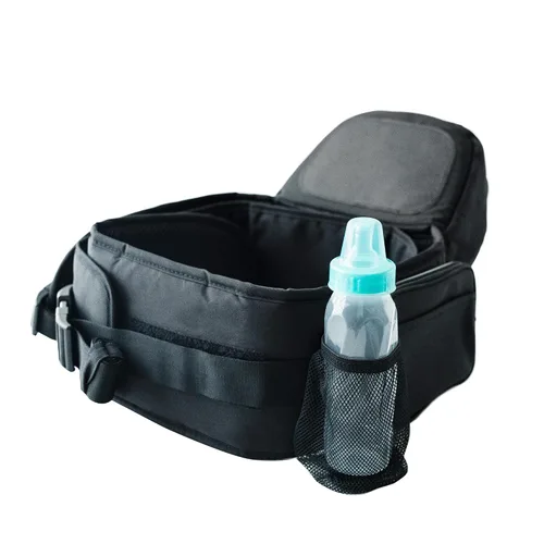 Vista 2 de TushBaby - Portabebés con asiento a la cadera, certificado seguridad, ganador premio Mom's Choice, visto Shark Tank, transporte ergonómico con Negro