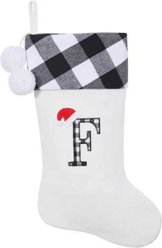 Vista 59 de Calcetines de Navidad bordados con monograma inicial de 20 pulgadas, decoración de Navidad, calcetines personalizados, decoración de temporada