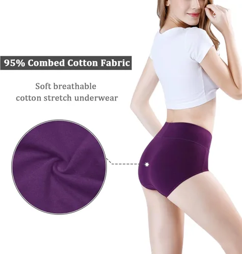 Vista 3 de wirarpa - Ropa interior de algodón de cintura alta para mujer suave paquete múltiple