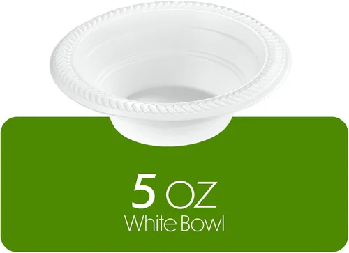 Vista 5 de PLASTICPRO 100 piezas de cuencos de plástico blanco de 5 oz de calidad premium, platos ligeros desechables, cuencos pequeños de plástico