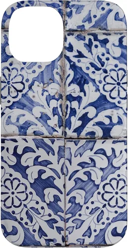 Vista 4 de Azulejos de patrón portugués - Funda azul y blanca floral para iPhone 17