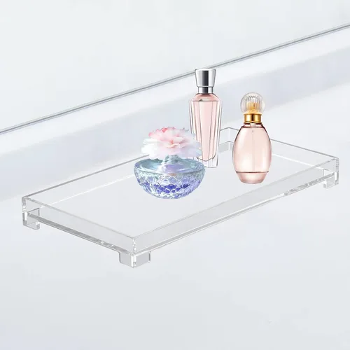 Vista 6 de Bandeja de baño de acrílico transparente rectangular organizador decorativo, grande Large-claro
