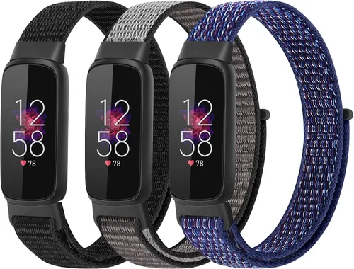 Vista 8 de Correas de nailon compatibles con correas Fitbit Luxe, correas deportivas de tela transpirable ajustable Solo Loop, pulsera de repuesto suave