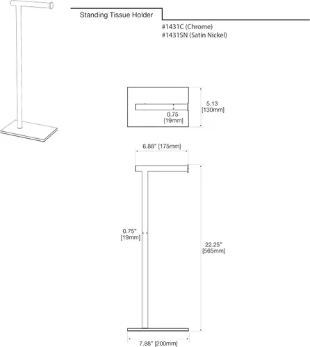 Vista 10 de Gatco 1431SN, soporte de papel higiénico independiente con base rectangular, moderno, 22.25 pulgadas, níquel satinado/soporte de papel higiénico