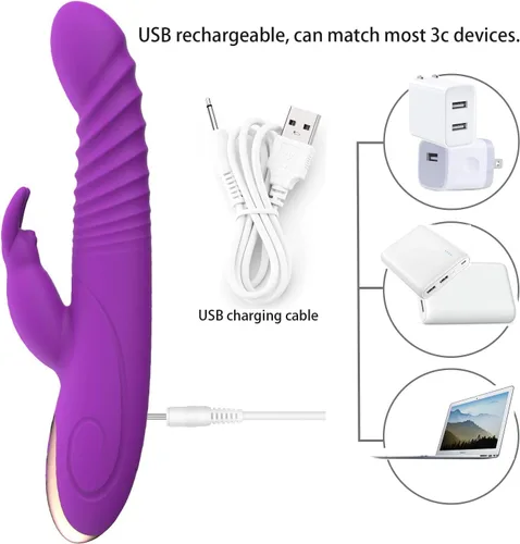 Vista 6 de Nuevos juguetes para adultos de empuje para mujeres, juguete impermeable de silicona suave con 8 modos de frecuencia y 7 modos de empuje