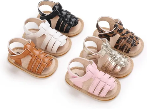 Vista 5 de LAFEGEN Sandalias de verano para bebés y niñas con 2 correas, suela suave, antideslizantes, zapatos de playa para bebés y niños pequeños, zapatos