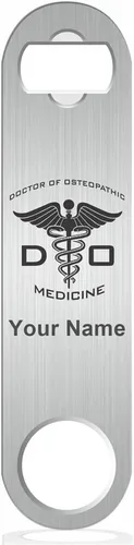 Vista 10 de LaserGram Abrebotellas, DO Doctor en Medicina Osteopática, grabado personalizado incluido (cuero sintético, negro y dorado)