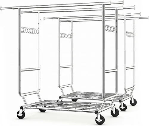 Vista 10 de HOKEEPER Perchero de carga de 650 libras plegable estante de ropa doble Rod