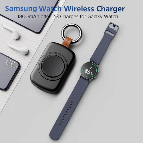 Vista 6 de Cargador portátil para Samsung Galaxy Watch, cargador portátil de 1800 mAh para Samsung Galaxy Watch 8/8 Classic/7/Ultra/6/6 Classic/5/5 Pro/4/3