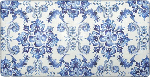 Vista 13 de J&V TEXTILES Tapete de cocina antifatiga para piso, alfombra corredor de cocina acolchada con temática en relieve, antideslizante, fácil de limpiar