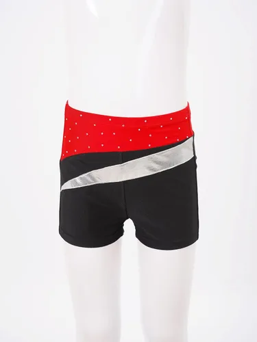 Vista 19 de JEATHA Conjunto de 2 piezas de leotardo de gimnasia de manga larga con hombros descubiertos y pantalones cortos atléticos para niñas