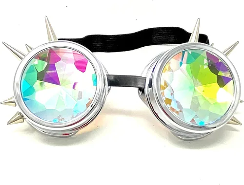 Vista 9 de Mad Scientist Time Traveler Steampunk - Gafas de disfraz de Halloween para mujeres y hombres Espiga de oro