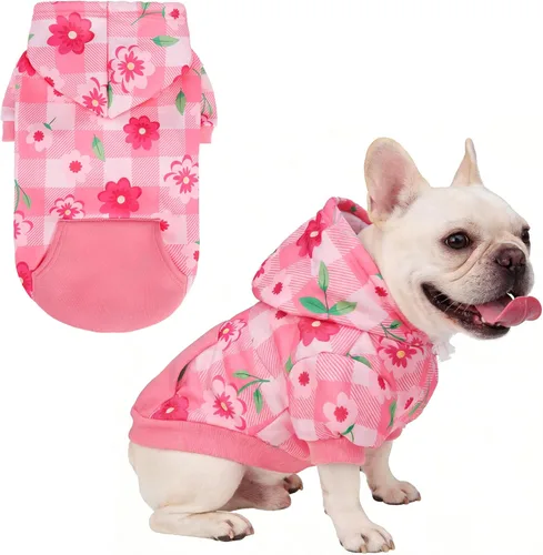 Vista 37 de KOOLTAIL Sudadera a cuadros con capucha, con gorro y bolsillo, para perros pequeños, medianos y grandes y gatos, abrigo suave y cálido para invierno