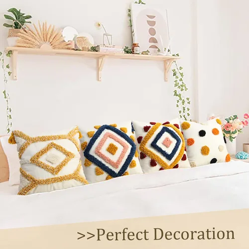Vista 9 de Merrycolor - Fundas de almohada boho geométricas modernas con diamantes, almohadas decorativas boho, fundas de almohada de estilo arrojado y suaves