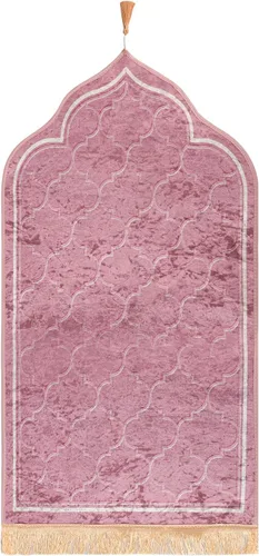 Vista 9 de Alfombra de oración musulmana simple y sólida de terciopelo en relieve, alfombra de oración turca, portátil, para hombres y mujeres, Janamaz