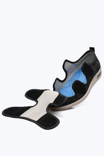 Vista 5 de Zapatos para diabéticos para mujer, zapatos casuales ajustables para caminar, zapatos anchos para ancianos, pies hinchados, antideslizantes, cojín