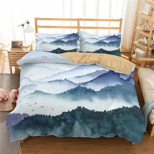 Vista 2 de Jingzhang Juego de funda de edredón con diseño de aviones voladores de nubes moradas, decoración romántica de viaje, para niños, niñas y adultos, 1