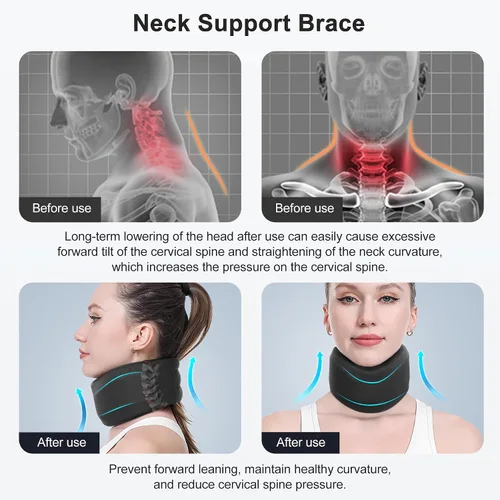 Vista 6 de CozyHealth Soporte de cuello para dolor de cuello y apoyo, soporte suave para el cuello alivia el dolor y la presión en la columna vertebral